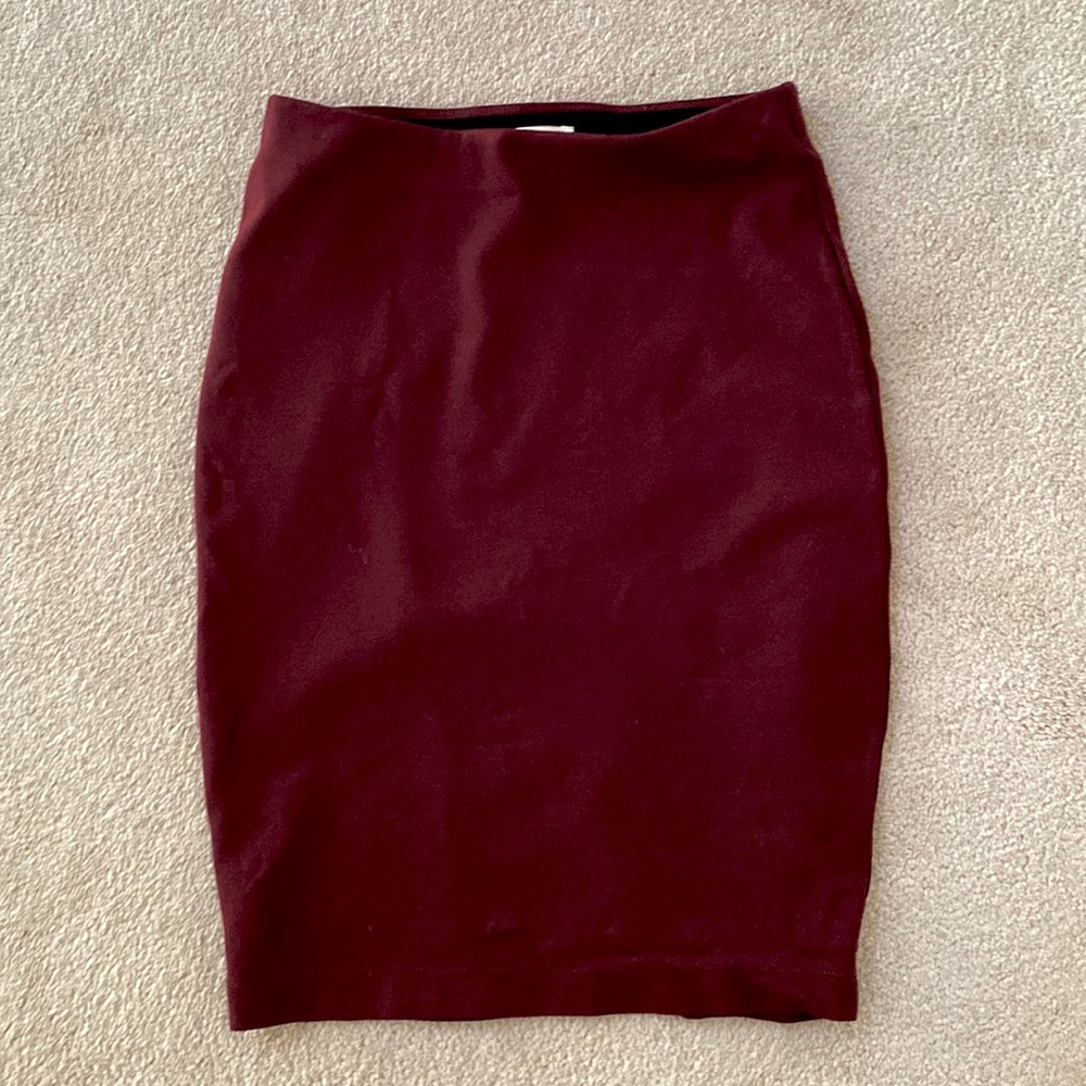 Sunday Best Wine Burgundy Pencil Skirt